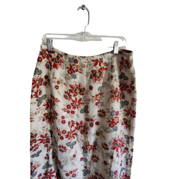 Emma James Floral Linen Rayon Blend Button Up the Front Skirt Size 12 - Picture 4 of 14